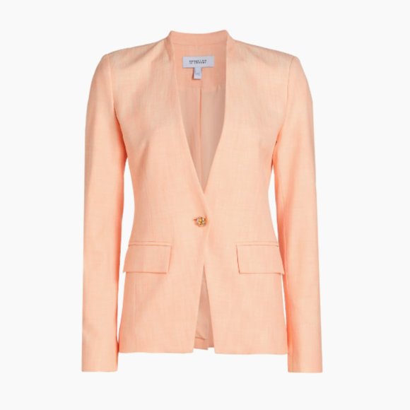 new Derek Lam 10 Crosby Perez Single-Breasted Blazer in Sherbert 252 - Picture 8 of 9